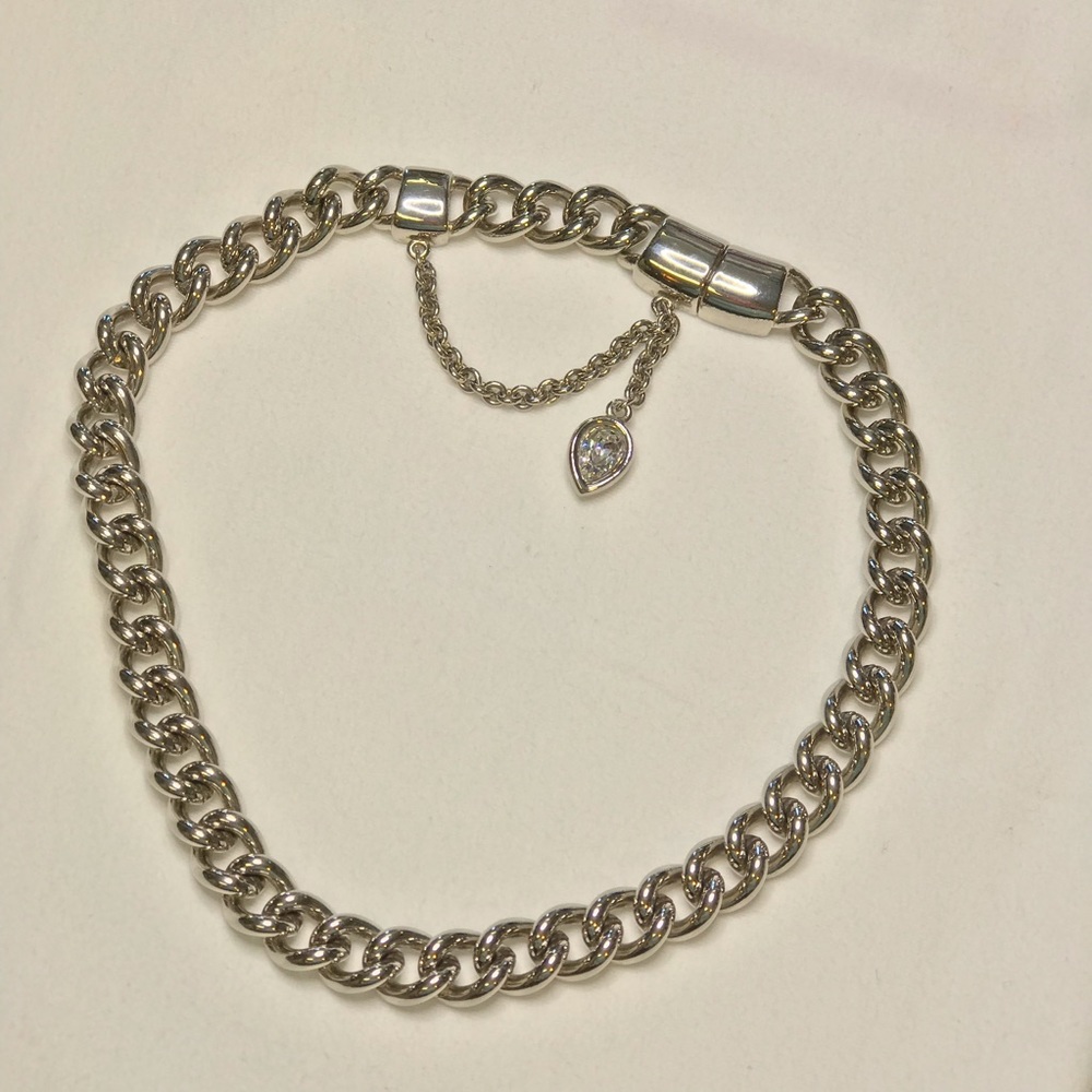 VINTAGE GIVENCHY Choker Necklace Silver 16 inch